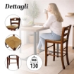 SGABELLO SNACK CON SEDUTA IN PAGLIA COLORE NOCE 39X38X90CM STILE RUSTICO SCHIENALE ALTO 
