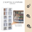 LIBRERIA SCAFFALE PORTA CD SET 2 PEZZI A 12 RIPIANI IN LEGNO 21X19.2X88.3 CM BIANCO