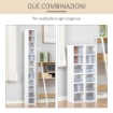 LIBRERIA SCAFFALE PORTA CD SET 2 PEZZI A 12 RIPIANI IN LEGNO 21X19.2X88.3 CM BIANCO