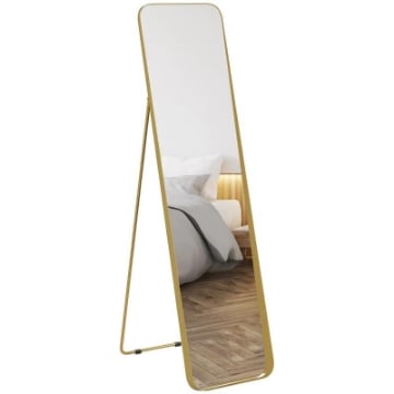 SPECCHIO DA TERRA 40X160CM RETTANGOLARE A FIGURA INTERA CON CAVALLETTO AUTOPORTANTE, ORO