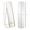 SPECCHIO DA TERRA 40X160CM RETTANGOLARE A FIGURA INTERA CON CAVALLETTO AUTOPORTANTE, ORO