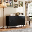 MOBILE CONTENITORE CON 2 ARMADIETTI E RIPIANO REGOLABILE, IN TRUCIOLATO E METALLO, 120X40X75 CM, NERO E ORO