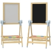 CAVALLETTO PER BAMBINI DOPPIA LAVAGNA PER GESSO E PENNARELLI, LAVAGNETTA MAGNETICA E ROTOLO DI CARTA, LEGNO