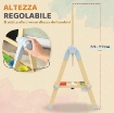 CAVALLETTO PER BAMBINI DOPPIA LAVAGNA PER GESSO E PENNARELLI, LAVAGNETTA MAGNETICA E ROTOLO DI CARTA, LEGNO
