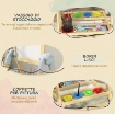 CAVALLETTO PER BAMBINI DOPPIA LAVAGNA PER GESSO E PENNARELLI, LAVAGNETTA MAGNETICA E ROTOLO DI CARTA, LEGNO