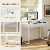 SCRIVANIA MODERNA CON 2 CASSETTI E GAMBE IN ACCIAIO, 100X50X75 CM, BIANCO LUCIDO
