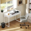 SCRIVANIA MODERNA CON 2 CASSETTI E GAMBE IN ACCIAIO, 100X50X75 CM, BIANCO LUCIDO