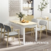 TAVOLO DA PRANZO 4-6 POSTI DESIGN MODERNO PER CUCINA E SOGGIORNO 119X70X75 CM BIANCO E LEGNO