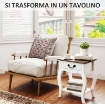 COMODINO CON CASSETTO E RIPIANO APERTO IN STILE FRANCESE IN LEGNO, 45X35X55 CM, BIANCO E ROVERE