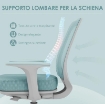 SEDIA DA UFFICIO ERGONOMICA AD ALTEZZA REGOLABILE CON SCHIENALE TRASPIRANTE, 55X48X82.5-94.5 CM, VERDE CHIARO