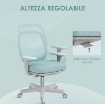 SEDIA DA UFFICIO ERGONOMICA AD ALTEZZA REGOLABILE CON SCHIENALE TRASPIRANTE, 55X48X82.5-94.5 CM, VERDE CHIARO