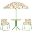 SET DA GIARDINO PER BAMBINI 2-5 ANNI CON TAVOLINO ROTONDO, 2 SEDIE PIEGHEVOLI E UN OMBRELLONE, VERDE