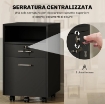 CASSETTIERA DA UFFICIO PORTADOCUMENTI IN LEGNO CON 2 CASSETTI E RIPIANO APERTO, 39X40X65 CM, NERO
