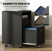 CASSETTIERA DA UFFICIO PORTADOCUMENTI IN LEGNO CON 2 CASSETTI E RIPIANO APERTO, 39X40X65 CM, NERO