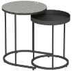 SET 2 TAVOLINI DA SALOTTO IMPILABILI IN STILE INDUSTRIALE, IN LEGNO E METALLO, Ï42X54 CM E Ï36.5X48.5 CM, GRIGIO E NERO