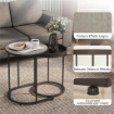 SET 2 TAVOLINI DA SALOTTO IMPILABILI IN STILE INDUSTRIALE, IN LEGNO E METALLO, Ï42X54 CM E Ï36.5X48.5 CM, GRIGIO E NERO