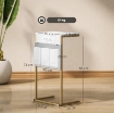 TAVOLINO DA SALOTTO A FORMA DI C EFFETTO MARMO CON PRESE DI CORRENTE E USB INTEGRATE, BIANCO