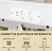 TAVOLINO DA SALOTTO A FORMA DI C EFFETTO MARMO CON PRESE DI CORRENTE E USB INTEGRATE, BIANCO