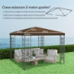 COPERTURA PER GAZEBO DA GIARDINO 3X3 M IN TESSUTO OXFORD 600D CON FORI DI DRENAGGIO MARRONE
