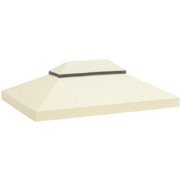 COPERTURA PER GAZEBO DA GIARDINO 3X4 M A 2 LIVELLI IN TESSUTO OXFORD 600D CON FORI DI DRENAGGIO BIANCO CREMA