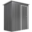 CAPANNO ATTREZZI CON TETTO INCLINATO E PORTA SCORREVOLE, IN ACCIAIO E PP, 163X89X182 CM, GRIGIO CHIARO