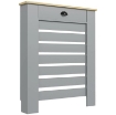 COPRITERMOSIFONE IN MDF A DOGHE, COPRICALORIFERO A GRIGLIA CON CASSETTO, 78X19X95.5 CM, GRIGIO