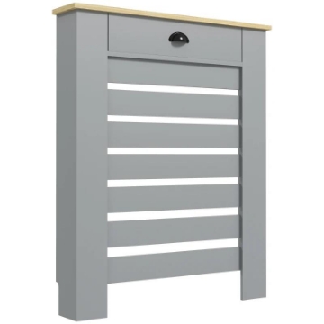 COPRITERMOSIFONE IN MDF A DOGHE, COPRICALORIFERO A GRIGLIA CON CASSETTO, 78X19X95.5 CM, GRIGIO