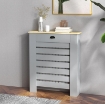 COPRITERMOSIFONE IN MDF A DOGHE, COPRICALORIFERO A GRIGLIA CON CASSETTO, 78X19X95.5 CM, GRIGIO