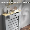 COPRITERMOSIFONE IN MDF A DOGHE, COPRICALORIFERO A GRIGLIA CON CASSETTO, 78X19X95.5 CM, GRIGIO