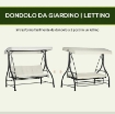 DONDOLO LETTO DA GIARDINO 3 POSTI CON TETTUCCIO REGOLABILE, IN ACCIAIO E POLIESTERE, 195X117X175 CM, CREMA E NERO