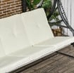 DONDOLO LETTO DA GIARDINO 3 POSTI CON TETTUCCIO REGOLABILE, IN ACCIAIO E POLIESTERE, 195X117X175 CM, CREMA E NERO