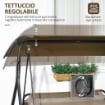 DONDOLO DA GIARDINO 3 POSTI CON COPERTURA REGOLABILE IN ACCIAIO E POLIESTERE 172X110X153 CM MARRONE E GRIGIO
