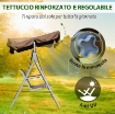 DONDOLO DA GIARDINO A 3 POSTI IN METALLO TETTO PARASOLE RIMOVIBILE