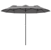 OMBRELLONE DOPPIO INCLINABILE A 45° CON MANOVELLA E PRESE D'ARIA IN ACCIAIO E POLIESTERE 285X147X227 CM GRIGIO