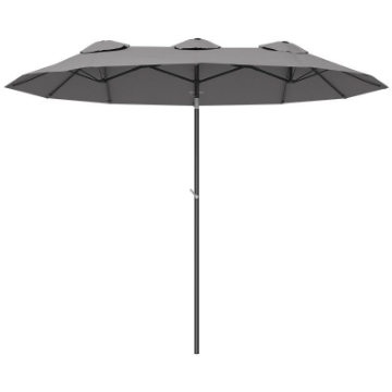 OMBRELLONE DOPPIO INCLINABILE A 45° CON MANOVELLA E PRESE D'ARIA IN ACCIAIO E POLIESTERE 285X147X227 CM GRIGIO