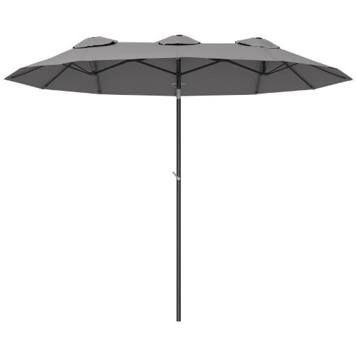 OMBRELLONE DOPPIO INCLINABILE A 45° CON MANOVELLA E PRESE D'ARIA IN ACCIAIO E POLIESTERE 285X147X227 CM GRIGIO