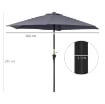 OMBRELLONE DA GIARDINO INCLINABILE APERTURA A MANOVELLA 2.7 X 2.35 M GRIGIO