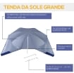 OMBRELLONE DA SPIAGGIA TONDO A TENDA 2 IN 1 210 X H222 CM COLORE BLU
