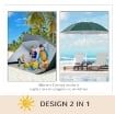 OMBRELLONE DA SPIAGGIA TONDO A TENDA 2 IN 1 210 X H222 CM COLORE BLU
