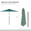 OMBRELLONE SEMICIRCOLARE IMPERMEABILE 269 X 138 X 236 CM VERDE