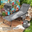 SDRAIO DA GIARDINO PIEGHEVOLE E RECLINABILE A 5 LIVELLI CON TAVOLINO LATERALE E TASCA 60X190X31 CM GRIGIO E NERO