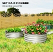 SET DI 2 LETTI PER ORTO RIALZATI IN ACCIAIO GALVANIZZATO CON FONDO APERTO, Ø60X30CM, ARGENTO