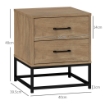 SET DI 2 COMODINI CON 2 CASSETTI STILE INDUSTRIALE IN LEGNO E ACCIAIO COLORE LEGNO