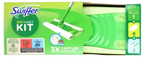 SWIFFER DRY STARTER KIT+ 8 PANNI ASCIUTTO + 3 PANNI WET