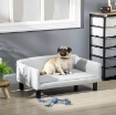 DIVANO PER CANI TAGLIA MEDIA E PICCOLA VELLUTATO CON CUSCINO, BRACCIOLI E SCHIENALE, 82X54X36 CM, GRIGIO CHIARO