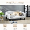 DIVANO PER CANI TAGLIA MEDIA E PICCOLA VELLUTATO CON CUSCINO, BRACCIOLI E SCHIENALE, 82X54X36 CM, GRIGIO CHIARO