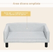 DIVANO PER CANI TAGLIA MEDIA E PICCOLA VELLUTATO CON CUSCINO, BRACCIOLI E SCHIENALE, 82X54X36 CM, GRIGIO CHIARO