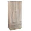 ARMADIO IN LEGNO MINIMAL CON 2 ANTE E CASSETTI, MANIGLIA, COLORE ROVERE 80 X 52 X 190 CM 