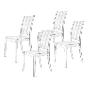 SET 4 SEDIE PARIS IN POLICARBONATO DESIGN MODERNO CONFORTEVOLE PER INTERNI 46,3X55X97,5H CM 