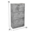 SCARPIERA 3 ANTE IN LEGNO TRUCIOLARE MELAMINICO, OGNI ANTA 2 DIVISORI IN LEGNO 60 X 24 X 115 CM 